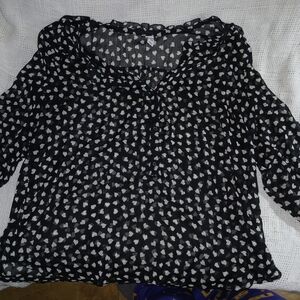 Old Navy Black and White  Sheer Heart Blouse